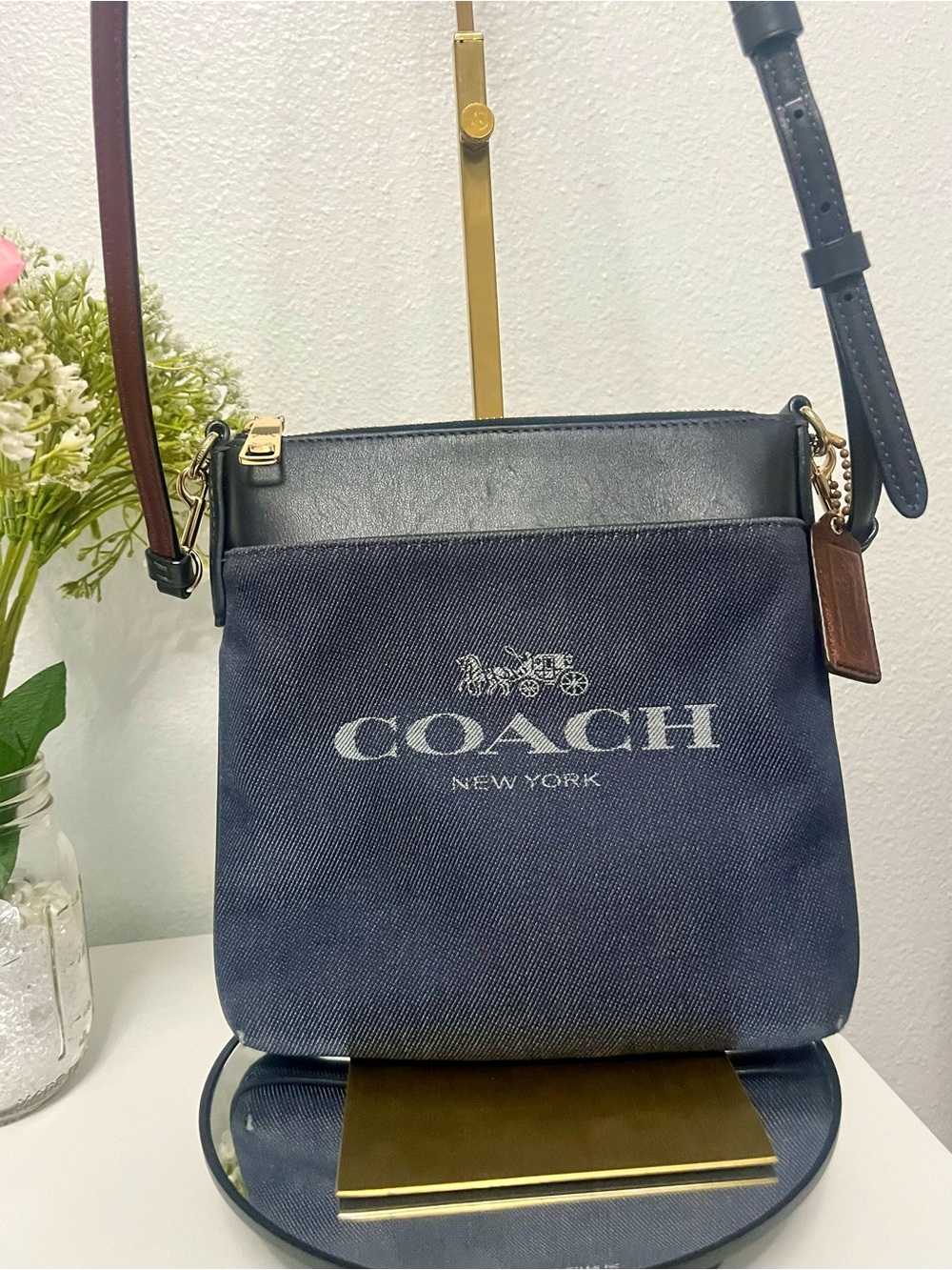 GUC Coach Kitt Denim Jacquard  crossbody Bag E2179-C3967